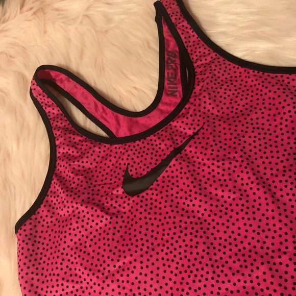 Nike Pro Drifit Pink Polka Dot Racerback Tank Top - Picture 3 of 8